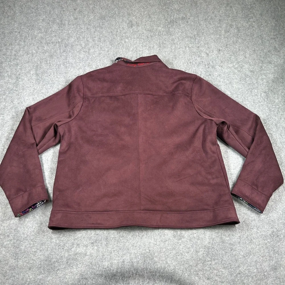 Robert Graham Jacket Mens XXL Burgundy Faux Suede Snap Front Pocket